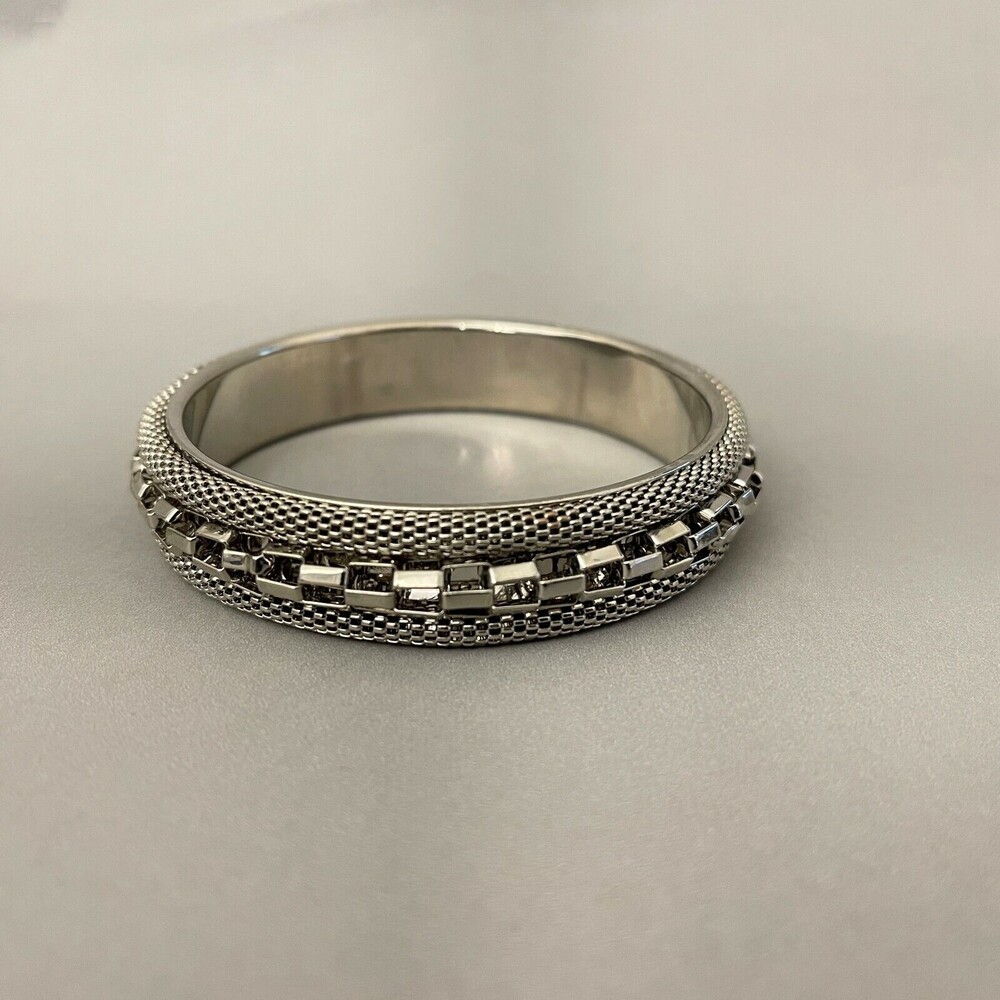 Graziano Silver-tone Fashion Bangle Bracelet